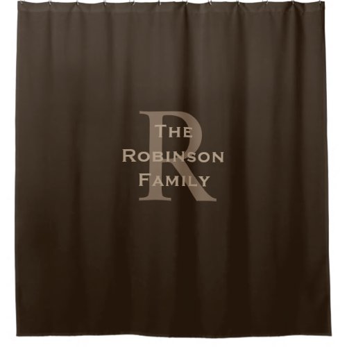 Brown and Tan Name Monogrammed  Shower Curtain