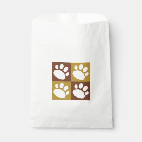Brown and Tan Paw Print Checkerboard Doggie Bag