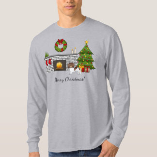 Brown And Tan Pied Short Hair Dachshund Christmas T-Shirt