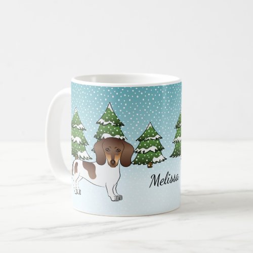 Brown And Tan Pied Short Hair Dachshund In Winter Coffee Mug