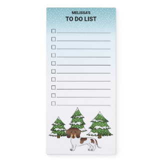 Brown And Tan Pied Short Hair Dachshund In Winter Magnetic Notepad