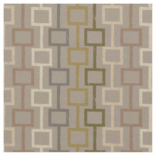 Brown and Tan Retro 1970s Geometric Pattern Fabric