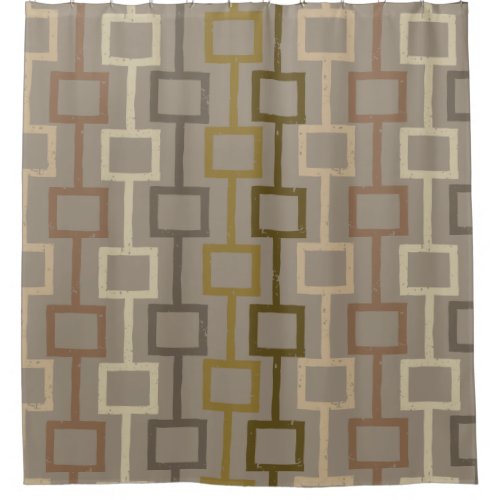Brown and Tan Retro 1970s Geometric Pattern Shower Curtain