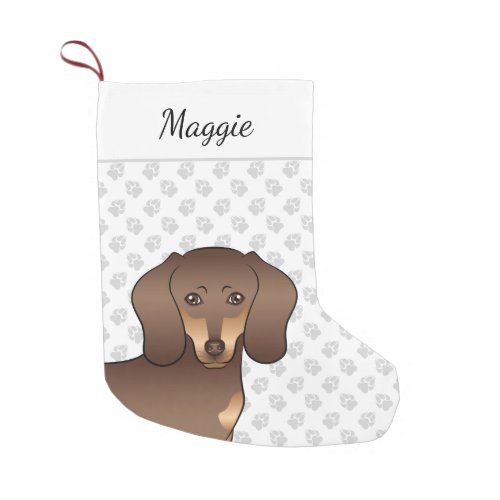 Brown And Tan Short Hair Dachshund Dog Head  Name Small Christmas Stocking