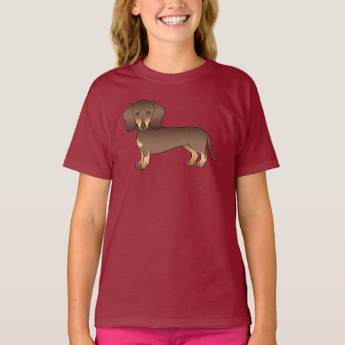 Brown And Tan Short Hair Dachshund Illustration T_Shirt