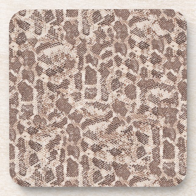 Brown and Tan Snake Skin Beverage Coaster (Front)