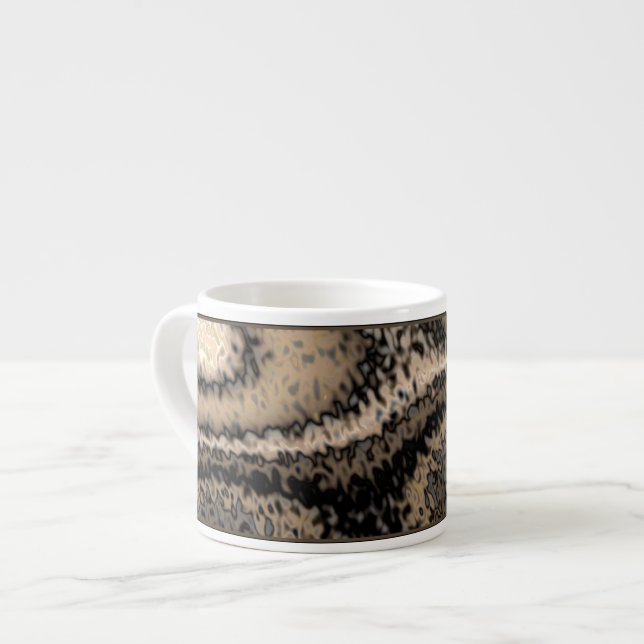 Brown and Taupe Abstract Espresso Mug (Front Left)