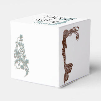 Brown and Teal Art Deco Wedding Favor Box