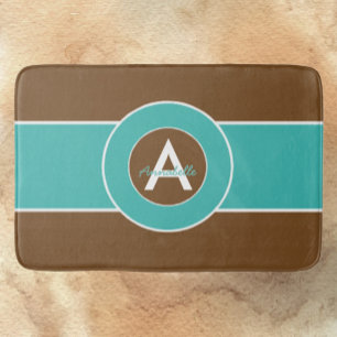 Brown and Teal Bathroom Mat