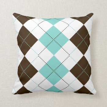 Brown And Teal Blue Checker Patterns Throw Pillow by weddingsNthings at Zazzle
