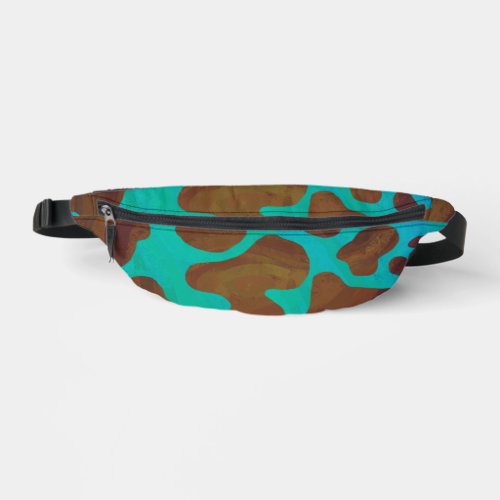 Brown and Teal Cow Pattern Fanny Pack