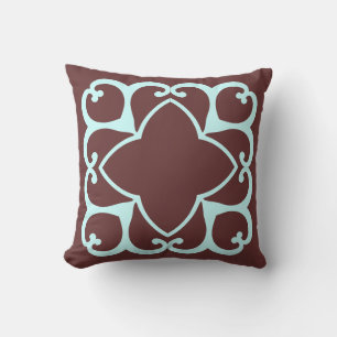 Brown and teal decrorative pillow