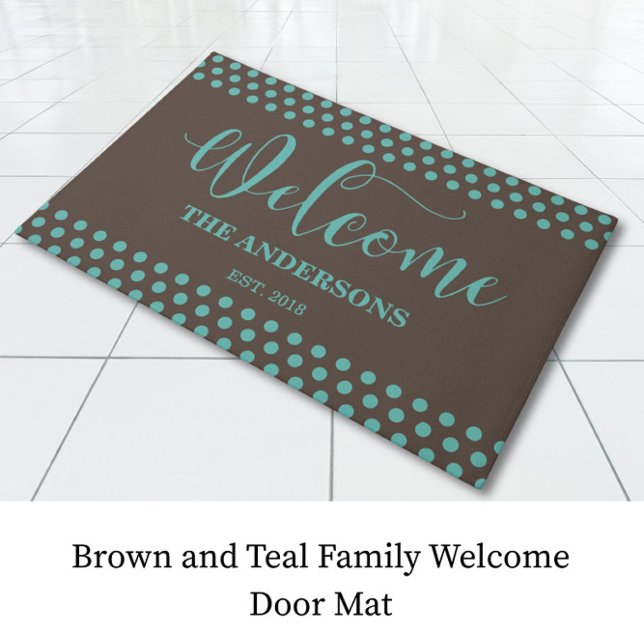 Brown and Teal Family Welcome Door Mat (Creator Uploaded)
