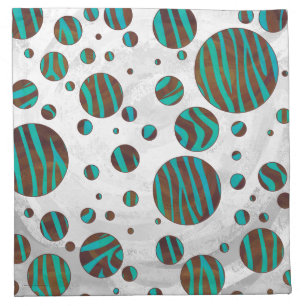 Brown and Teal Polka Dot Zebra Napkin