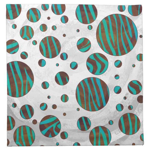 Brown and Teal Polka Dot Zebra Napkin (Front)