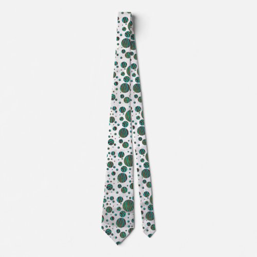 Brown and Teal Polka Dot Zebra Neck Tie