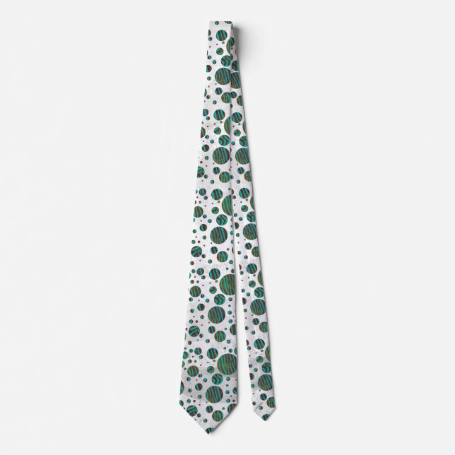 Brown and Teal Polka Dot Zebra Neck Tie (Front)