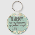 Brown And Teal Retro Guardian Angel Keychain at Zazzle