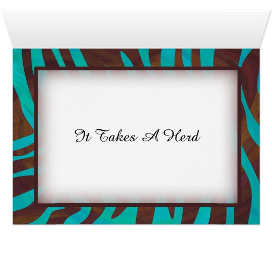 Brown and Teal Zebra Pattern Thank You (Inside Horizontal (Bottom))
