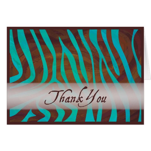 Brown and Teal Zebra Pattern Thank You Cards (Front Horizontal)