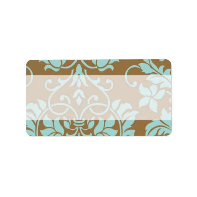 Brown and Tiffany Damask Mailing Address Label (Front)