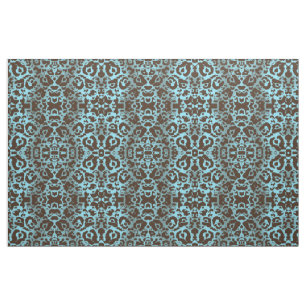 Brown and Turquoise Animal Print Damask Pattern Fabric