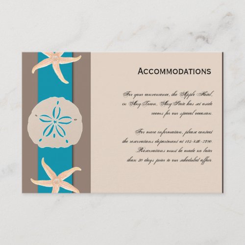 Brown and Turquoise Band Starfish Accomodations Enclosure Card