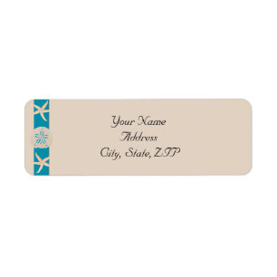 Brown and Turquoise Band Starfish Return Address Label