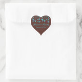 Brown and Turquoise Floral Heart Shaped Sticker (Bag)