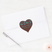 Brown and Turquoise Floral Heart Shaped Sticker (Envelope)
