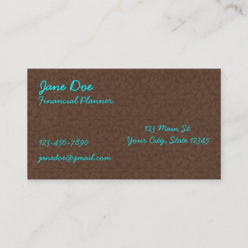 Brown and Turquoise Pattern Business Cards