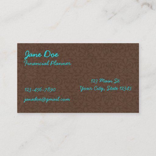 Customizable Brown and Turquoise Pattern Business Cards