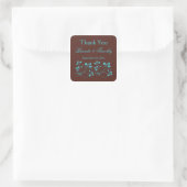 Brown and Turquoise Square Thank You Sticker (Bag)