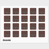 Brown and Turquoise Square Thank You Sticker (Sheet)