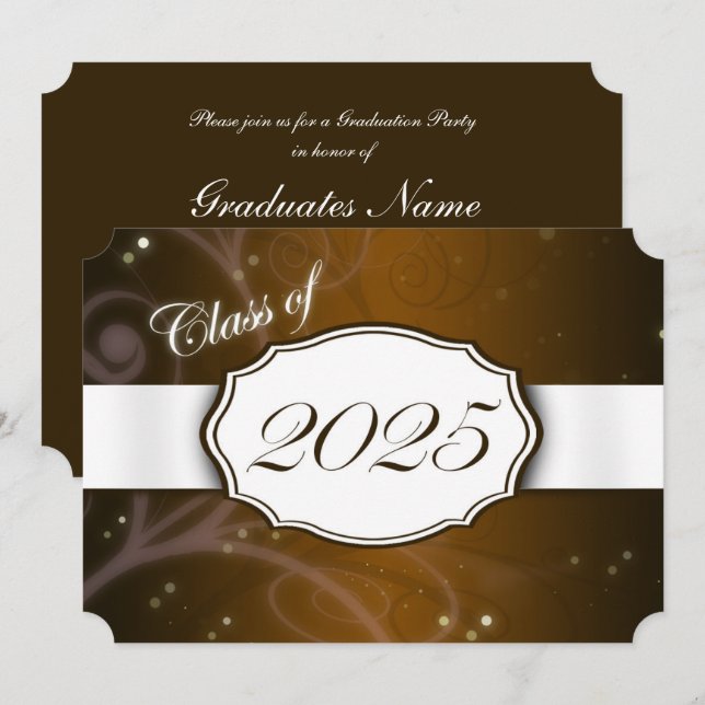 Brown and White 2025 Graduation Party Invitation (Front/Back)