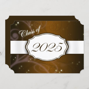 Brown and White 2025 Graduation Party Invitation