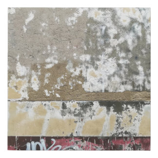 Brown and white abstract painting faux canvas print