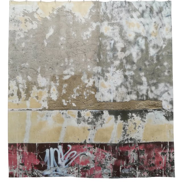 Brown and white abstract painting shower curtain (Front)