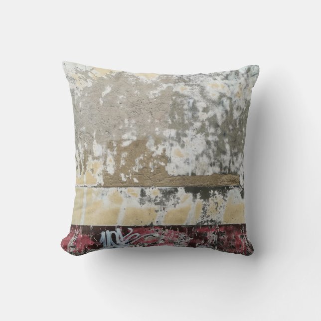 Brown and white abstract painting throw pillow (Front)