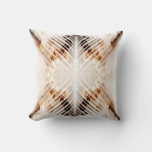 Brown and white abstract pattern throw pillow