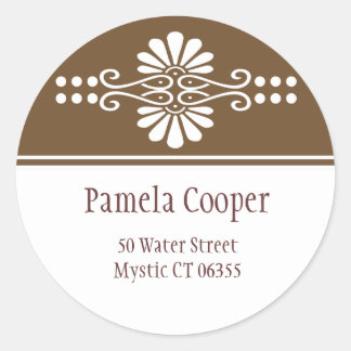 Brown And White Address Label Stickers