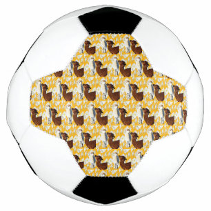 Brown And White Alpacas With Cactus Flowers, Soccer Ball