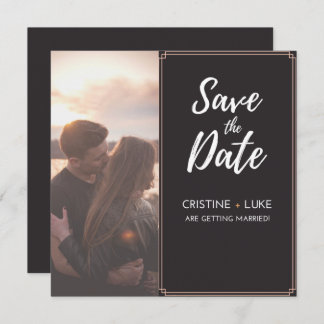 Brown and white Bordered Save the Date Invitation
