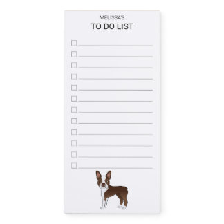 Brown And White Boston Terrier Cute Dog To Do List Magnetic Notepad