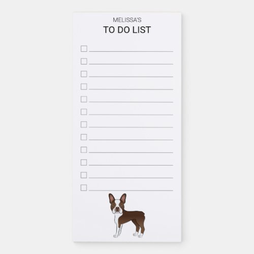 Brown And White Boston Terrier Cute Dog To Do List Magnetic Notepad