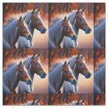 Brown And White Brumby Horses, Fabric