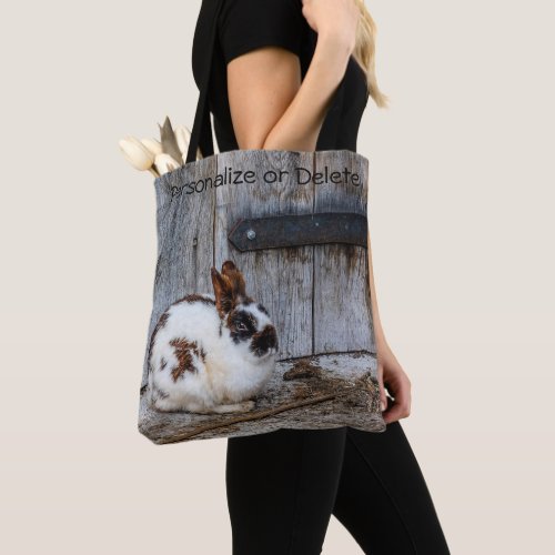 Brown and White Bunny  Rabbit on the Farm Tote Bag