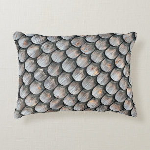 Brown and white ceramic tile accent pillow