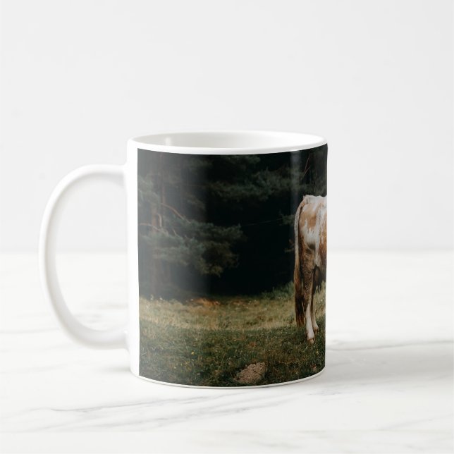 BROWN AND WHITE CHAINED COW COFFEE MUG (Left)