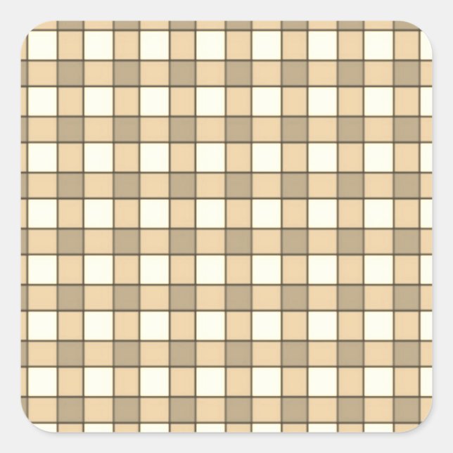 Brown and white check blocks square sticker (Front)